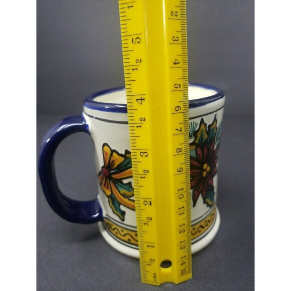 Talavera Pottery Coffee Mug Puebla Mexico Poinsettia Christmas Hand Painted - Picture 15 of 15